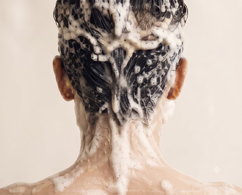 Slicked back hair with lather