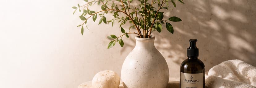 Decorative vase with eucalyptus